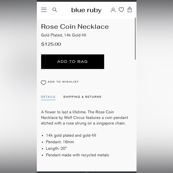 WOLF CIRCUS ROSE COIN NECKLACE - Picture 9 of 9